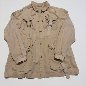 Carmar Distressed Cargo Army Utility Tan Jacket Size S